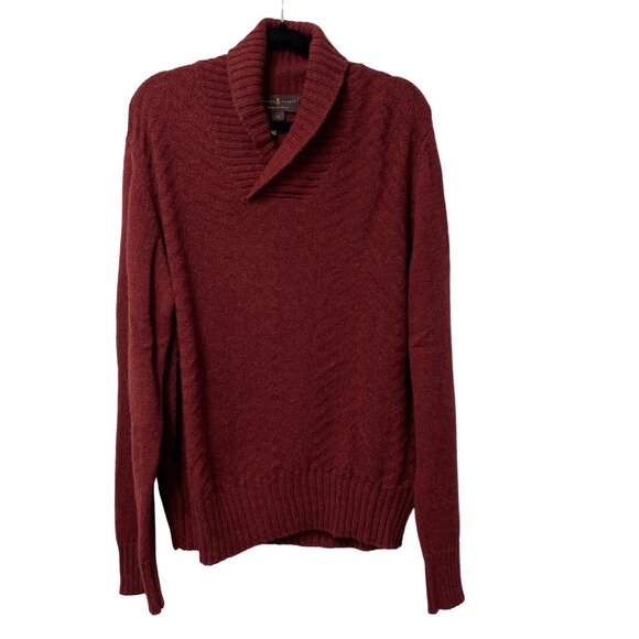 ROBERT TALBOTT SEACLIFF SHAWL SWEATER RED BRICK MENS L MERINO WOOL ALPACA BLEND